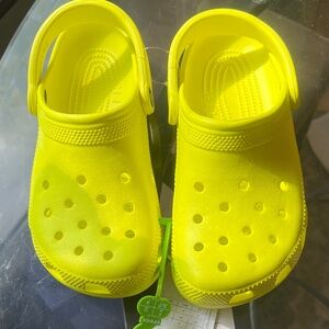 CROCS Kids Neon Yellow Classic Clogs